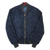 ALPHA INDUSTRIES Mens Navy Blue Bomber Jacket S Polyester Blend Plain Zip