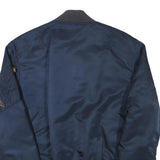 ALPHA INDUSTRIES Mens Navy Blue Bomber Jacket S Polyester Blend Plain Zip