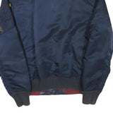 ALPHA INDUSTRIES Mens Navy Blue Bomber Jacket S Polyester Blend Plain Zip