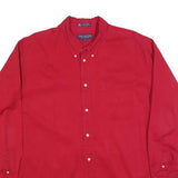 JOHN ASHFORD Mens Red Plain Shirt XL Button Down Collar Casual Formal