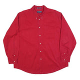 JOHN ASHFORD Mens Red Plain Shirt XL Button Down Collar Casual Formal