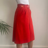 Les Copains Midi Skirt - 24W UK 4 Red Cotton