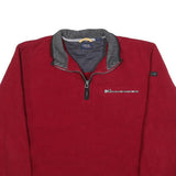 IZOD Mens Red Polyester Plain 1/4 Zip Jumper L Performance Casual Comfort
