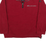 IZOD Mens Red Polyester Plain 1/4 Zip Jumper L Performance Casual Comfort