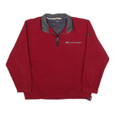 IZOD Mens Red Polyester Plain 1/4 Zip Jumper L Performance Casual Comfort