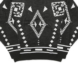 ESSENTIALS Mens Black & White Patterned Jumper Crew Neck Basic Knit M Acrylic