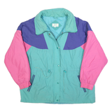 LADY DAME Womens Turquoise & Purple & Pink Zip Jacket 2XL Polyester Colourblock