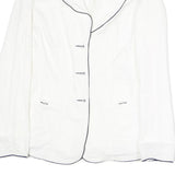 ARMANI JEANS Womens White Cotton Blend Jacket M Plain Contrast Piping