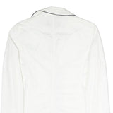 ARMANI JEANS Womens White Cotton Blend Jacket M Plain Contrast Piping