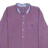 CHAPS Mens Red & Blue Checked Shirt XL Classic Cotton Blend Long Sleeve Button