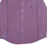 CHAPS Mens Red & Blue Checked Shirt XL Classic Cotton Blend Long Sleeve Button