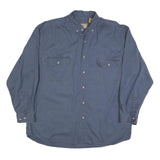 SCHMIDT Mens Blue Shirt XL Cotton Blend Button-Down Collar Long Sleeve Casual
