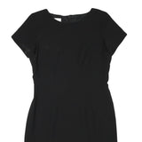 ALOUETTE Womens Black Day Dress Polyester Blend Short Sleeve M Simple Classic
