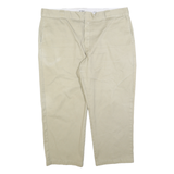 DICKIES Mens Regular Fit Beige Cotton Blend Zip Closure Trousers W42 L26