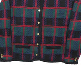 TALLY-HO Womens Green & Red Patterned Button Up Jumper Crew Neck Basic Knit XL