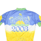 VOMAX Mens Blue & Yellow Hilly Hundred 2003 Cycling T-Shirt XL Short Sleeve Zip
