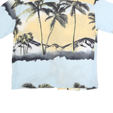 PULL & BEAR Mens Blue & Yellow Tropical Print Shirt S Casual Cotton Blend Summer