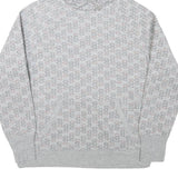 CHAMPION Mens Grey All Over Logo Print Pullover Hoodie M Casual Wear