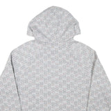 CHAMPION Mens Grey All Over Logo Print Pullover Hoodie M Casual Wear