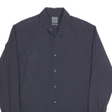 CALVIN KLEIN Mens Black Pinstripe Shirt L Button Closure Long Sleeve Elegant Fit