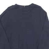 TOMMY HILFIGER Mens Navy Plain Pullover V-Neck Basic Knit M Cotton Blend Jumper