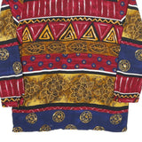 CLIO Womens Blue & Red Printed Button Shirt M Rayon Long Sleeve V-Neck