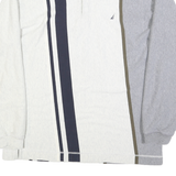 NAUTICA Mens White & Grey Striped Long Sleeve Polo Shirt XL Cotton Blend Relaxed