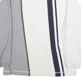 NAUTICA Mens White & Grey Striped Long Sleeve Polo Shirt XL Cotton Blend Relaxed