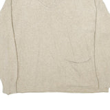 PLEASE Womens Beige Plain V-Neck Basic Knit Jumper Size UK 16 Wool Blend Pocket
