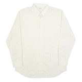 KUF Mens White & Cream Striped Classic Cotton Blend Shirt L Formal Long Sleeve