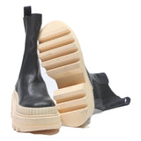 CHARLES & KEITH Womens Chunky Chelsea Leather Boots Black Cream UK 3 Stylish