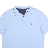 NAUTICA Mens Blue Polo Shirt L Cotton Short Sleeve Plain Classic Fit