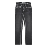 Black Womens Slim Fit Denim Jeans W30 L32 Contrast Stitching Zip Closure
