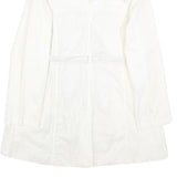 DESIGUAL Womens White Cream Linen Blend Button Jacket L Belted Embroidered