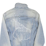 LEVI'S Mens Blue Denim Jacket L Cotton Blend Plain Button Closure Retro Style