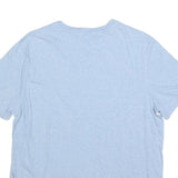 TOMMY HILFIGER Mens Light Blue & White Striped T-Shirt L Short Sleeve Crew Neck