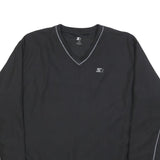 STARTER Mens Black V-Neck L Sweatshirt Pullover Lightweight Polyester Sportswear