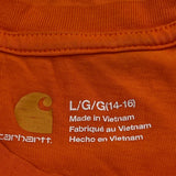 Age 14-16 Carhartt Long Sleeve T-Shirt - Large Orange Cotton