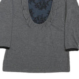 FRACOMINA JEANS Womens Grey Printed Top 3/4 Sleeve Round Neck XS Cotton Blend