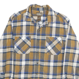 SCHMIDT Mens Brown & Blue Check Shirt L Long Sleeve Cotton Blend Casual