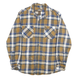 SCHMIDT Mens Brown & Blue Check Shirt L Long Sleeve Cotton Blend Casual