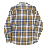 SCHMIDT Mens Brown & Blue Check Shirt L Long Sleeve Cotton Blend Casual