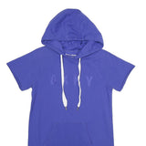 DKNY Womens Blue Hoodie Dress Cotton Blend Short Sleeve XS Casual Everyday