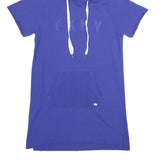 DKNY Womens Blue Hoodie Dress Cotton Blend Short Sleeve XS Casual Everyday