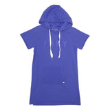 DKNY Womens Blue Hoodie Dress Cotton Blend Short Sleeve XS Casual Everyday