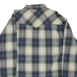 WORK N SPORT Mens Blue & Cream Check Shirt XL Cotton Blend Casual Long Sleeve