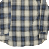 WORK N SPORT Mens Blue & Cream Check Shirt XL Cotton Blend Casual Long Sleeve