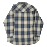 WORK N SPORT Mens Blue & Cream Check Shirt XL Cotton Blend Casual Long Sleeve