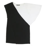 ZARA Womens Black & White Printed Top Short Sleeve Round Neck M Casual