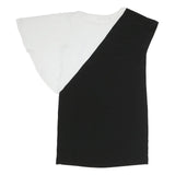 ZARA Womens Black & White Printed Top Short Sleeve Round Neck M Casual